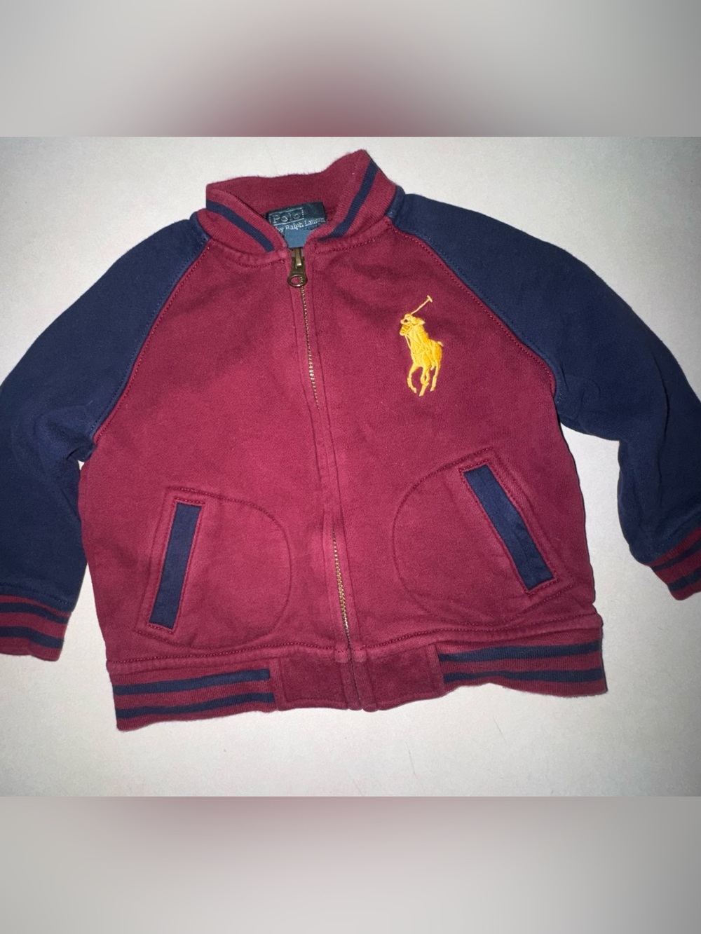 Polo Ralph Lauren Baby Varsity Jacket 24M 24 Months Red Blue Big Pony